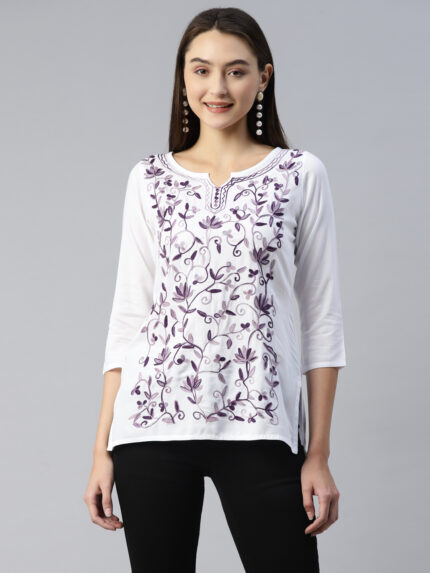 Jannat Kashmiri White Kurti