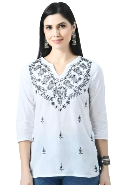 White Chikankari Short Kurti